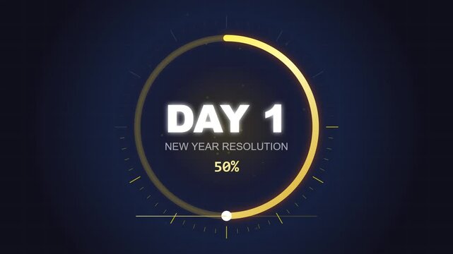 Day 1 New Year Resolution Progress Circle 0 Percent Initial Goal Setting