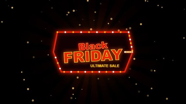 Glowing Black Friday Sale Sign with Fiery Particle Background