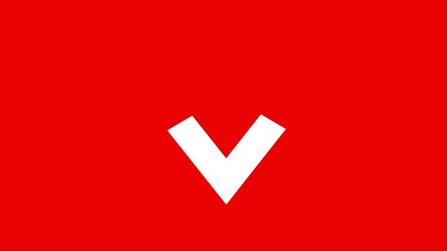 Animated Downward Arrows Motion Graphic, Black Chevron Symbols on White, Green and Red Background