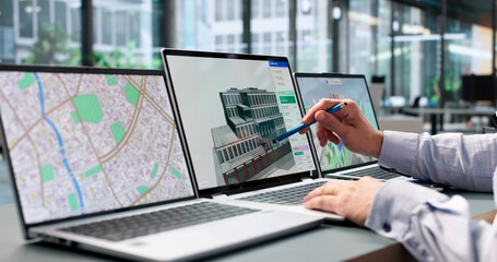 Fototapeta premium Architect Uses 3D BIM Software
