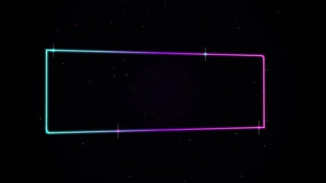 Cyan Magenta Neon Rectangular Outline on Dark Background