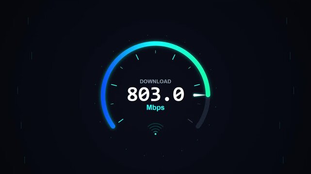 High Speed Internet Download Bandwidth Performance Test Gauge and Meter Animation