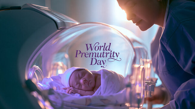 World Prematurity Day - Newborn in Incubator with Nurse
