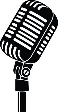 Vintage microphone vector icon, classic studio mic graphic illustration, retro music equipment sign isolated on white background