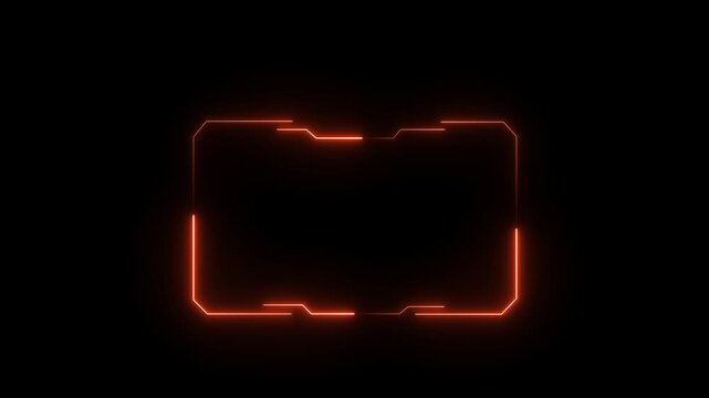 glowing neon Hud frames interface elements for futuristic sci-fi control panel and streaming webcam screen border on black background. Motion graphics of concept video