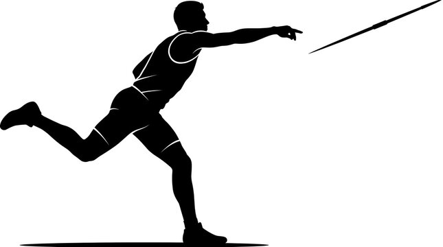 Athlete throwing javelin silhouette