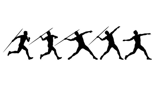 Javelin thrower sequence silhouettes