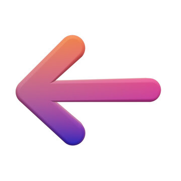 3D gradient left arrow navigation icon with rounded edges