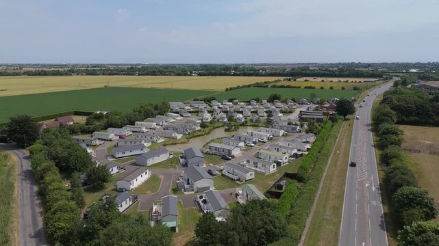 Aerial view of a large mobile home park