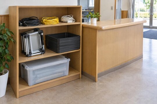 Equipment lending shelf at a Japanese community center