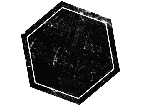 A white outline of a hexagon shape centered on a solid black background, minimalist geometric for digital use isolated on a transparent background