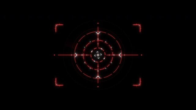 Futuristic Red Target Reticle Displayed on a Dark Background.