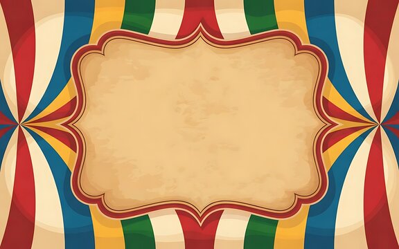 Vintage circus carnival background with a retro colorful banner frame for your design