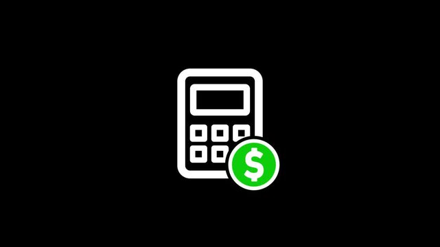 Animated calculator icon with dollar sign for financial planning and budgeting concepts finance money