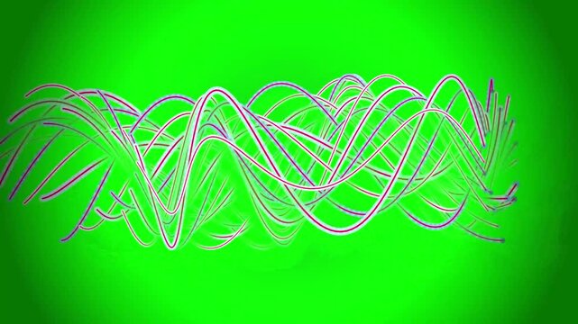 Abstract neon wave motion background on green screen