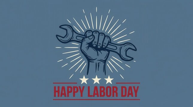 Happy Labor Day American holiday celebration graphic.