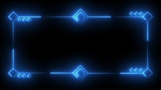 glowing neon square rectangle picture frame icon animation neon display box round screen photo frame. picture frame rectangle icon.