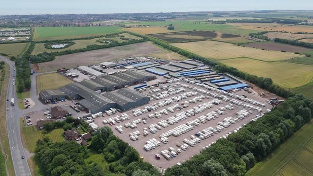 Aerial view shows large industrial estate