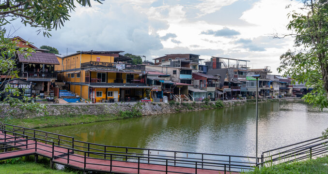 village on the river ,Old mine at Ban Pilok thailand