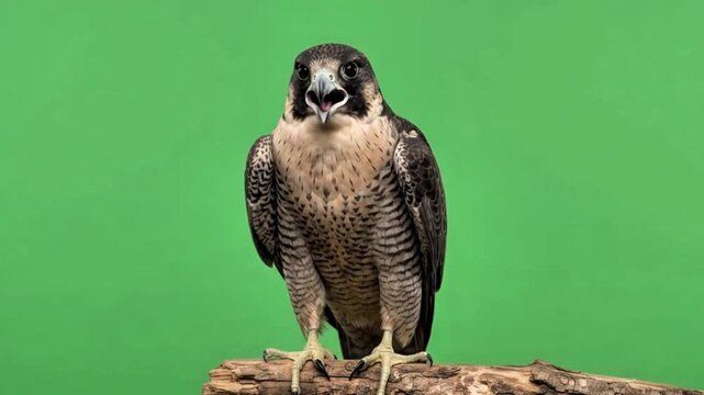 Close-up, eagle, falcon against a green screen, predatory animals,