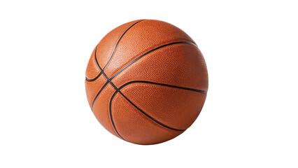 Fototapeta premium Classic orange leather basketball ball with black seams isolated on transparent background
