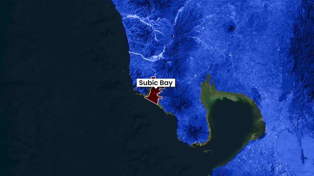 Subic Bay satellite map location animation video clip