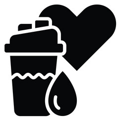 Fototapeta premium Healthy Hydration Drink Icon with Heart Symbol for Wellness