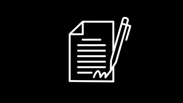 New agreement concept. WHITE line icon animation on a transparent background
