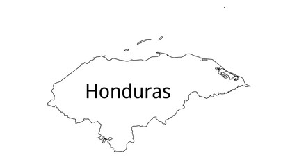 Honduras outline map with country label for geography and infographic design. © Jones