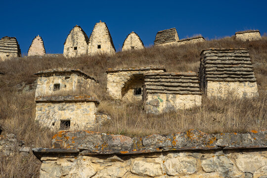 Dargavs, North Ossetia, Russia. The city of the dead is an ancient necropolis