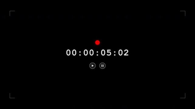 Red recording interface button with digital timer and icons
