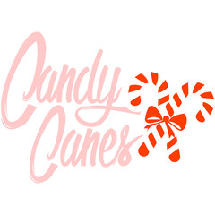 Fototapeta premium Candy canes typography quote with sweet holiday lettering and sweets icon