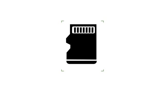 SD Card Icon Animation: Minimalist Tech Concept on Black