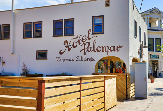 Temecula, CA USA on October 8, 2022. The 10 Room Historical Hotel Palomar Located in Old Town Temecula, California.