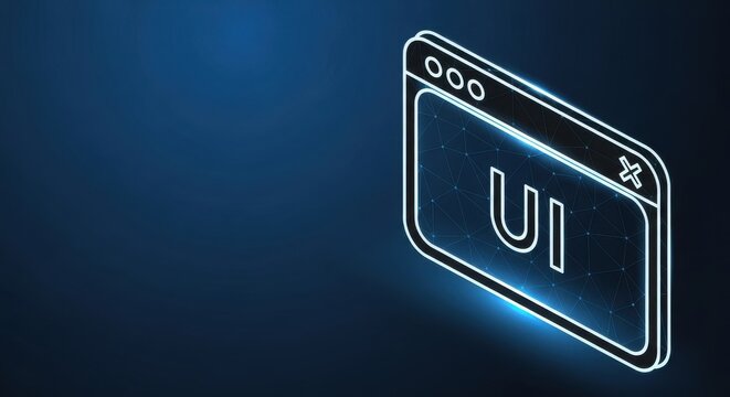 Digital User Interface Design on a Glowing Blue Background, Representing Modern Web and Application Development