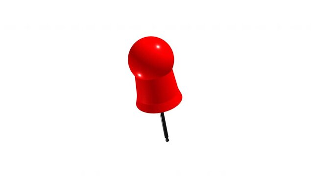 Red push pin animation isolated white background