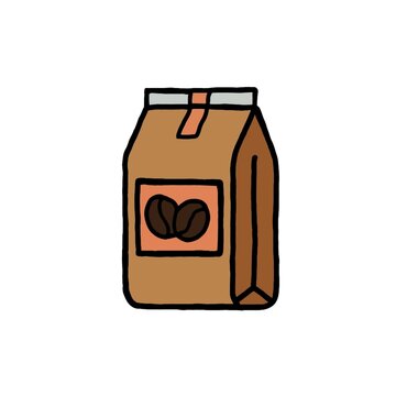 Cute Brown Coffee Beans Bag Vector Illustration