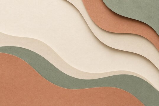 Layered paper waves in muted pastel colors