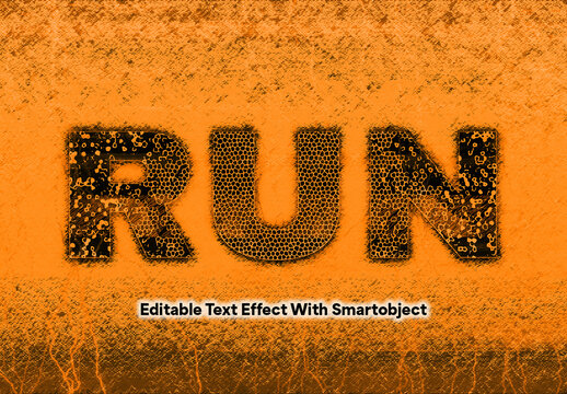 Editable Typography Effect With Honeycomb Pattern And Grunge Style