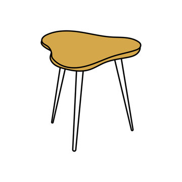 Modern wooden side table with three legs illustration