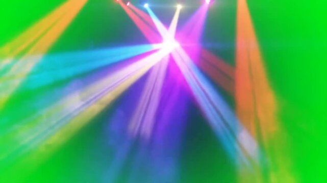 Concert stage light beams sweeping, spotlight VFX overlay, 4K stock video