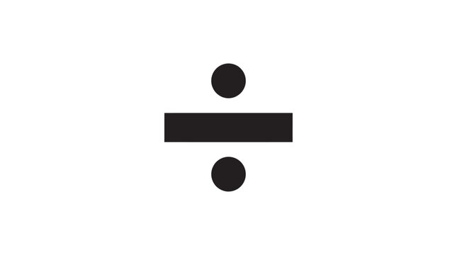 Division symbol with dots represents mathematical operation black silhouette