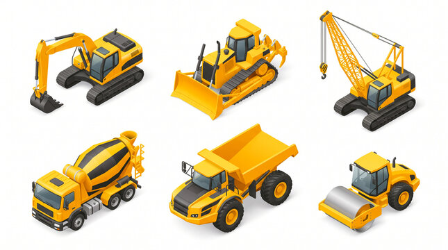 Construction Equipment Isometric Set