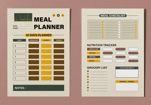 Weekly Meal Planner Template Layout