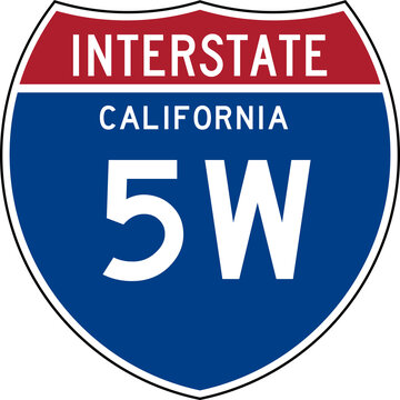 Interstate Sign 5W California Transparent Background Highway Road Badge Emblem
