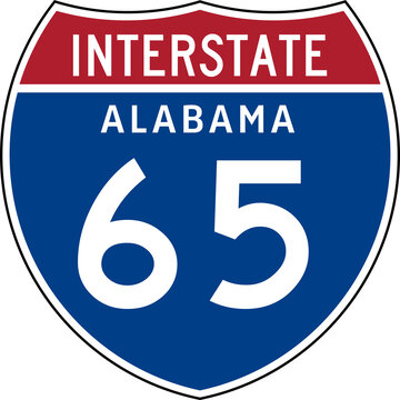 Interstate Sign 65 Alabama Transparent Background Highway Road Badge Emblem.