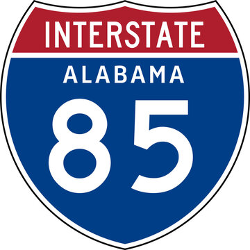 Interstate Sign 85 Alabama Transparent Background Highway Road Badge Emblem.