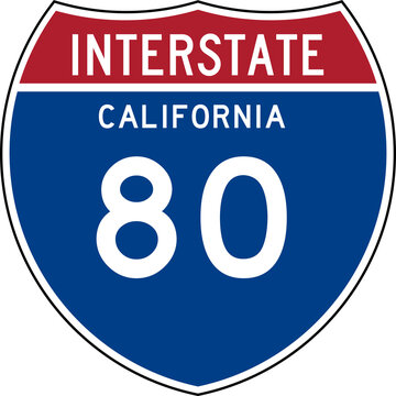 Interstate Sign 80 California Transparent Background Highway Road Badge Emblem