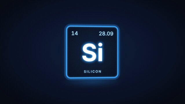 Silicon chemical element periodic table tile with atomic number 14