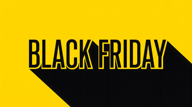 Bold Black Friday Sale Typography With A Long Dramatic Shadow On Yellow Background